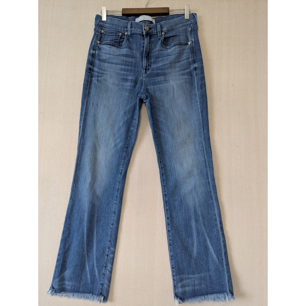AYR The Bomb Pop Jeans Womens Size 32 Blue Straight Leg Raw Hem Medium Wash